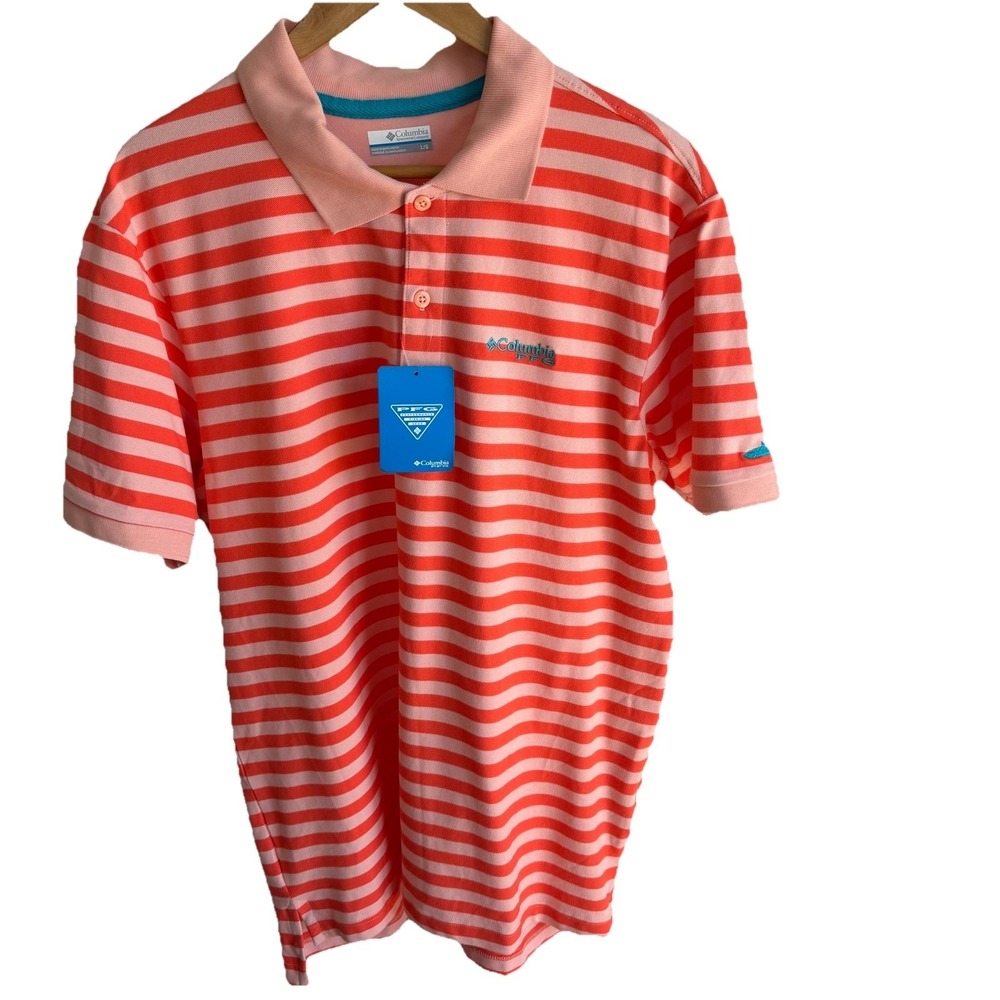 Columbia PFG Super Bonefish Polo Shirt Size Lg Fishing Sports Salmon/Orange NWT